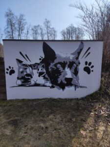 Kassi ja koera seinamaaling